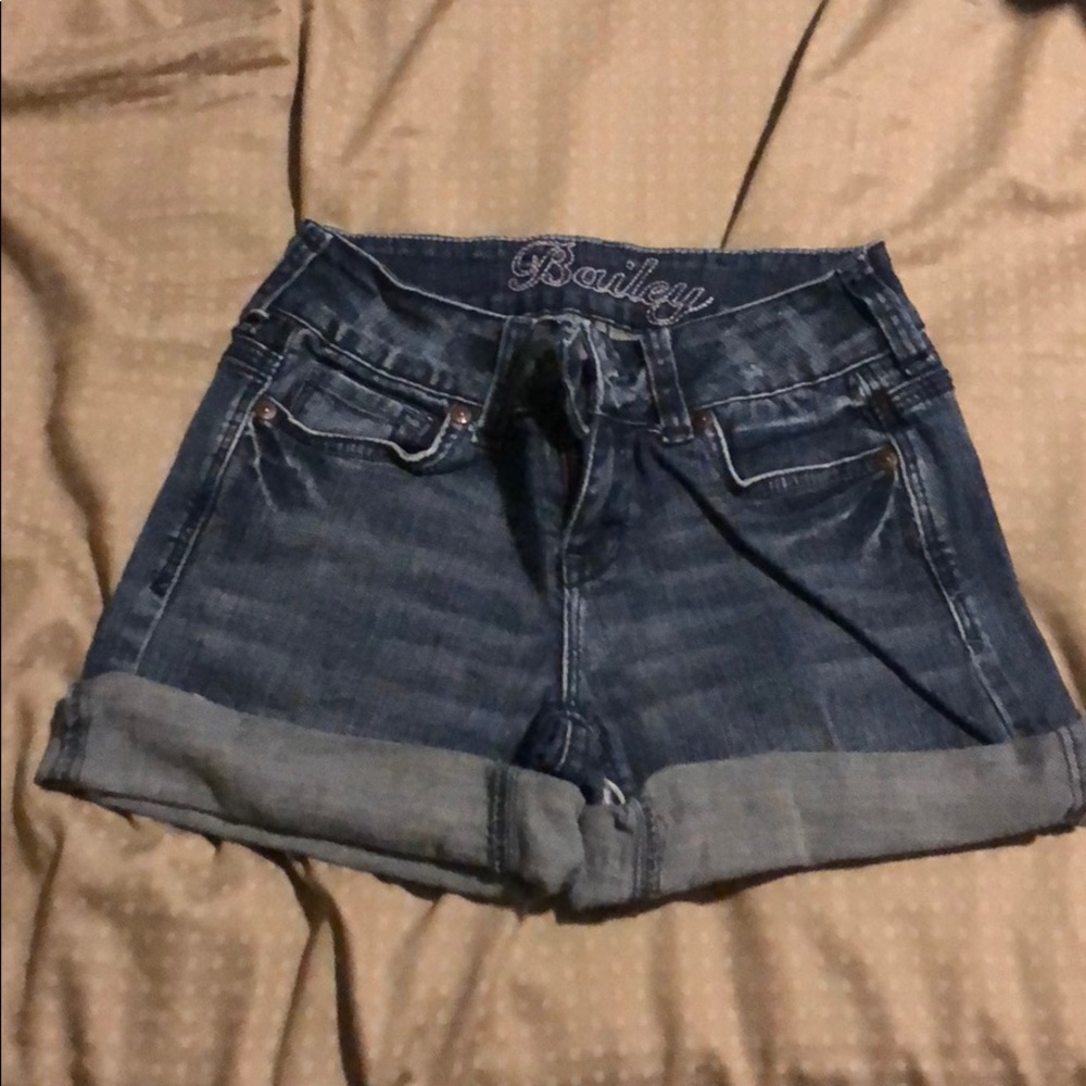 Mid rise blue jean shorts